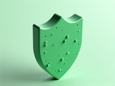 Abstract symbol of a sturdy shield protecting interconnected digital elements, representing data security and limited liability.
